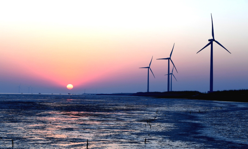 圖中是江蘇如東風電場。新華社發（李存根 攝）