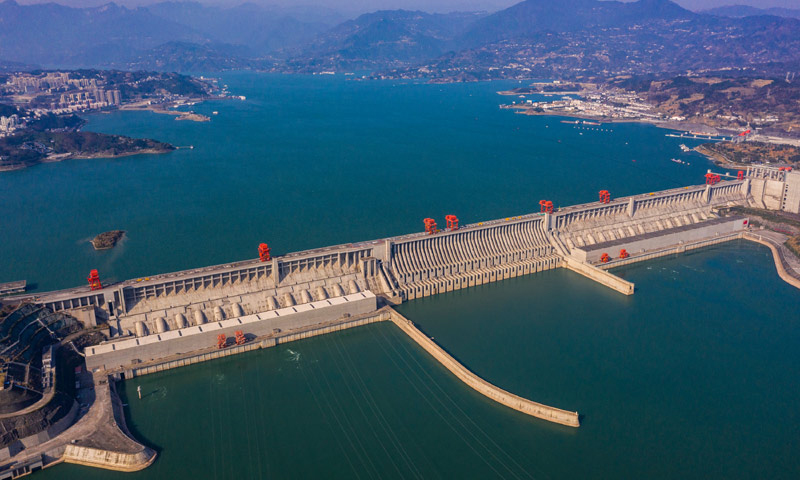 圖為2021年1月1日拍攝的三峽工程。新華社發（向紅梅 攝）