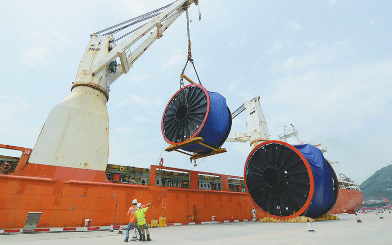 3月27日，全球新冠肺炎疫情蔓延之際，來自英國的深水軟管順利運抵深圳赤灣港。