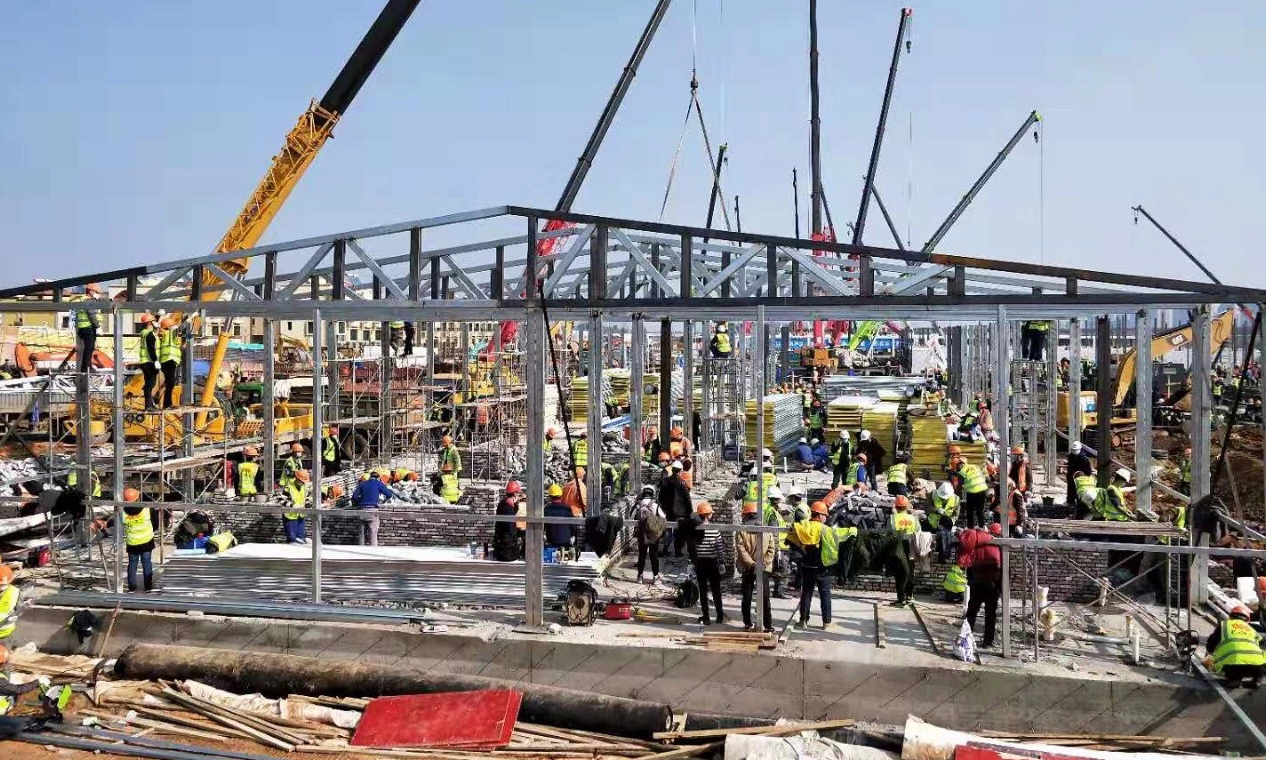 圖為火神山醫院施工現場。