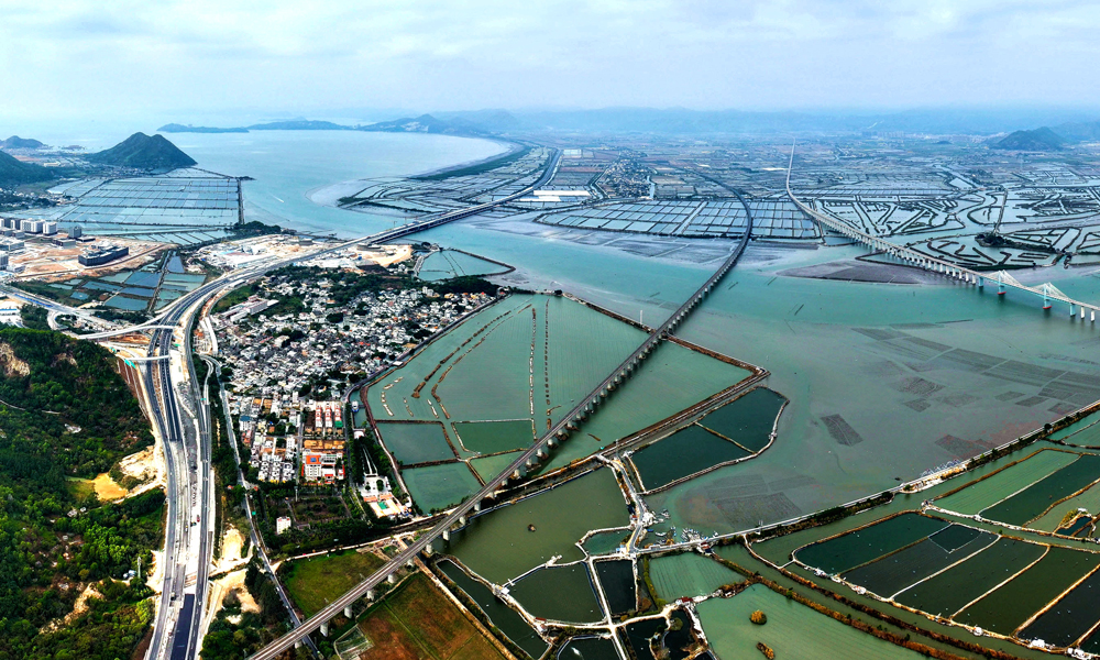 長沙灣跨海特大橋緊鄰出海口，潮汐頻繁，潮差流速大，水文條件復雜，且易受臺風、雷暴、高溫、強對流等惡劣天氣影響，施工難度大、安全風險高。建設過程中，項目團隊不斷優化施工方案，采用正裝結構分析預測進行連續梁線型控制仿真分析，采用自動化測溫系統等智能手段進行實時監控量測，并在現場增設專職測量和技術管理人員，對梁段標高、環境溫度、混凝土配合比等進行跟蹤觀測和適時調整，最終實現了主跨精準合龍。