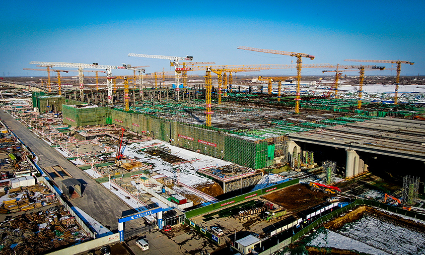 圖為雄安站施工現場。（任雙歡 攝）